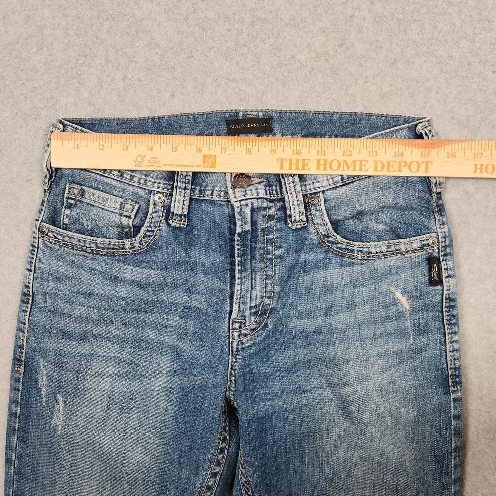 Silver Jeans 30x30 Blue Craig Relaxed Bootcut Stretch Light Wash Western Whisker